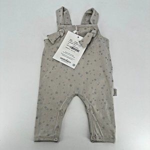 Antebies Baby Boy Casey Overalls sz 0-3 Months Gray with Silver Stars One-Piece